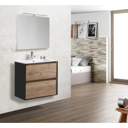 Ensemble de salle de bain Melanie chêne et noir 80 cm THYS