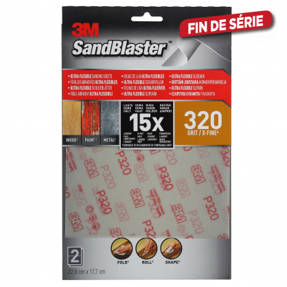 Feuille abrasive Ultra Flexible SandBlaster G320 2 pièces 3M