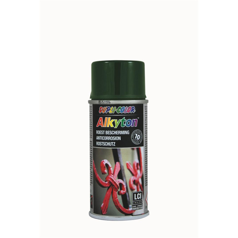 Laque aérosol Alkyton pour métal verte brillante 0,15 L DUPLI-COLOR