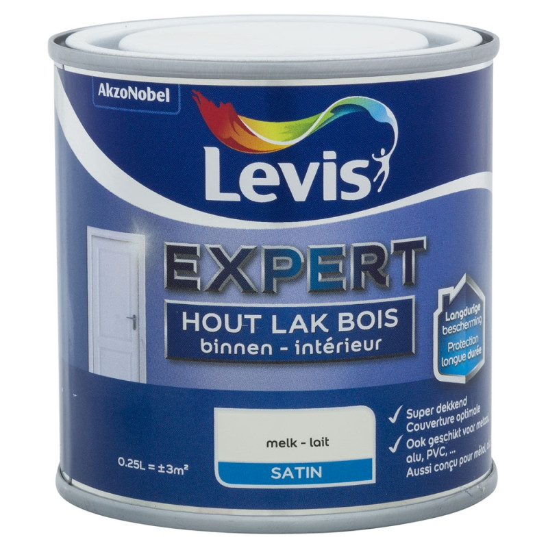 Laque Expert pour bois intérieur Lait satinée 0,25 L LEVIS