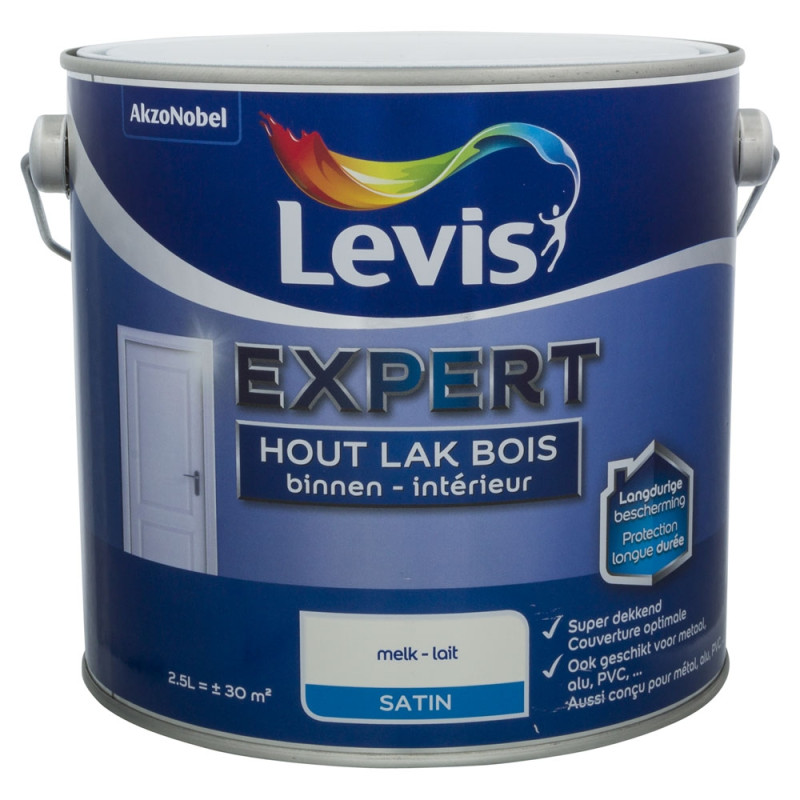 Laque Expert pour bois intérieur Lait satinée 2,5 L LEVIS