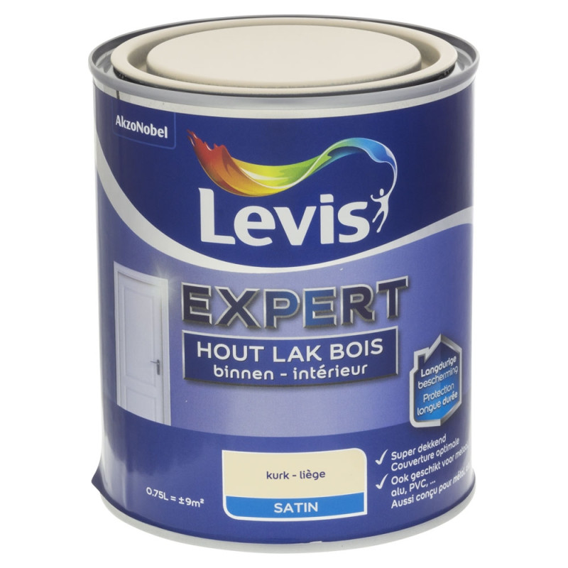 Laque Expert pour bois intérieur Liège satinée 0,75 L LEVIS