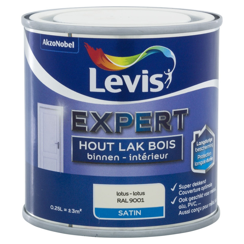 Laque Expert pour bois intérieur Lotus satinée 0,25 L LEVIS