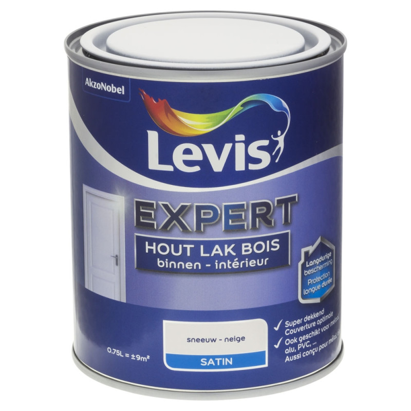 Laque Expert pour bois intérieur Neige satinée 0,75 L LEVIS