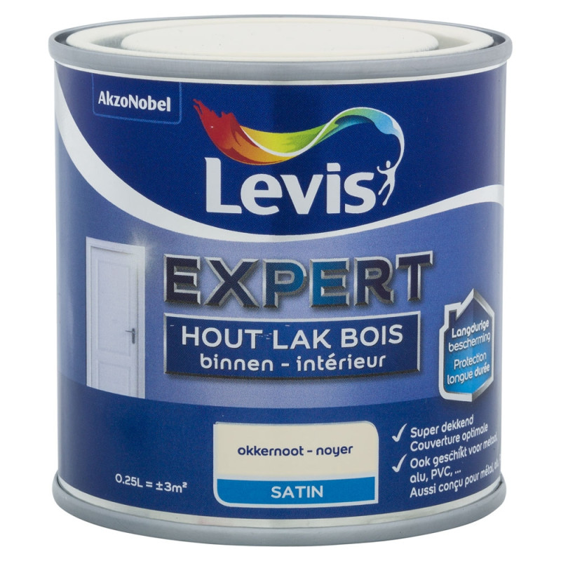 Laque Expert pour bois intérieur Noyer satinée 0,25 L LEVIS