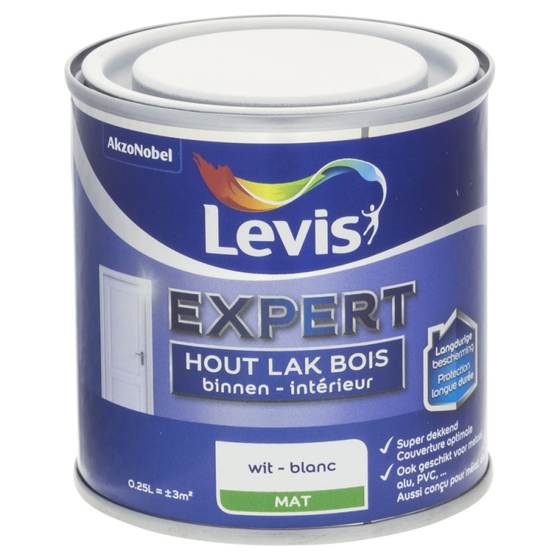 Laque Expert pour bois intérieur blanche mate 0,25 L LEVIS