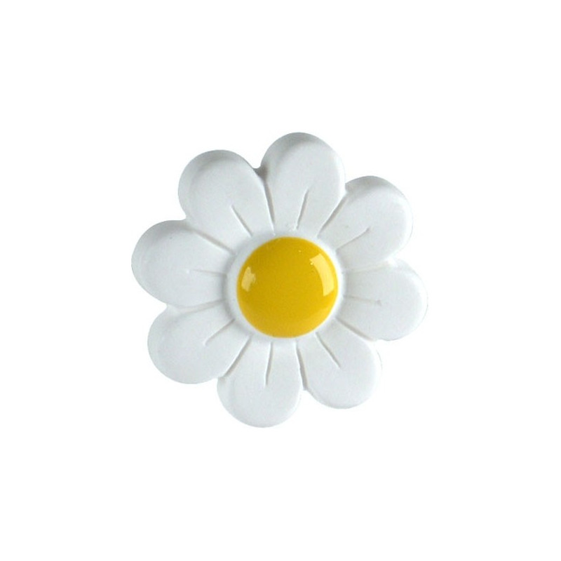 Bouton en résine marguerite Ø 34 mm blanc LINEA BERTOMANI