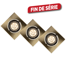 Spot à encastrer LED Focus bronze dimmable 8 x 8 cm GU10 3 x 5 W LUCIDE
