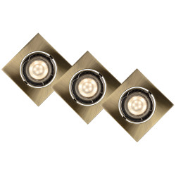 Spot à encastrer LED Focus bronze dimmable 8 x 8 cm GU10 3 x 5 W LUCIDE