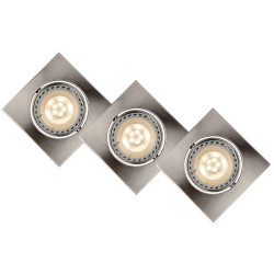 Spot à encastrer LED Focus inox dimmable 8 x 8 cm GU10 3 x 5 W LUCIDE