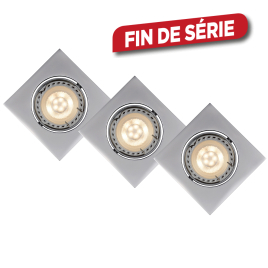 Spot à encastrer LED Focus gris dimmable 8 x 8 cm GU10 5 W 3 pièces LUCIDE