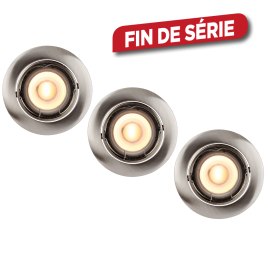 Spot à encastrer LED Focus inox dimmable Ø 8,1 cm GU10 3 x 5 W LUCIDE