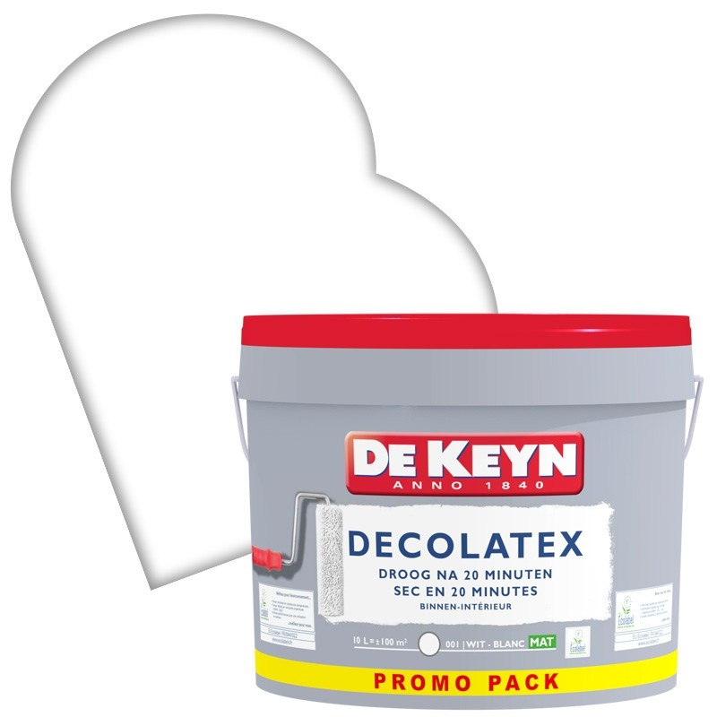 Peinture murale Décolatex blanche mate 10 L DE KEYN