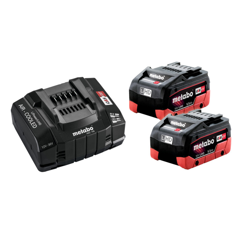 Batterie LIHD avec chargeur 18 V 5,5 Ah 2 pièces METABO