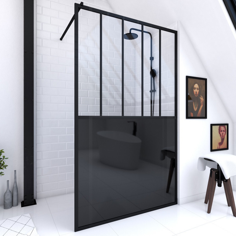 Paroi de douche fixe Black Indus 120 x 195 cm AURLANE