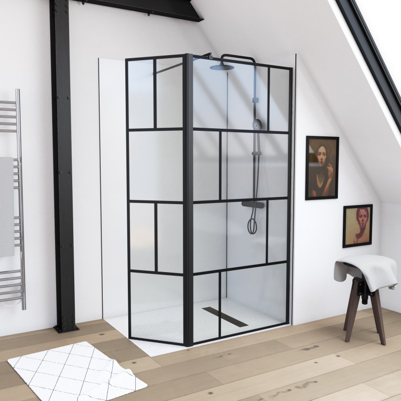 Paroi de douche fixe avec pivot Bricks 90/40 x 195 cm AURLANE