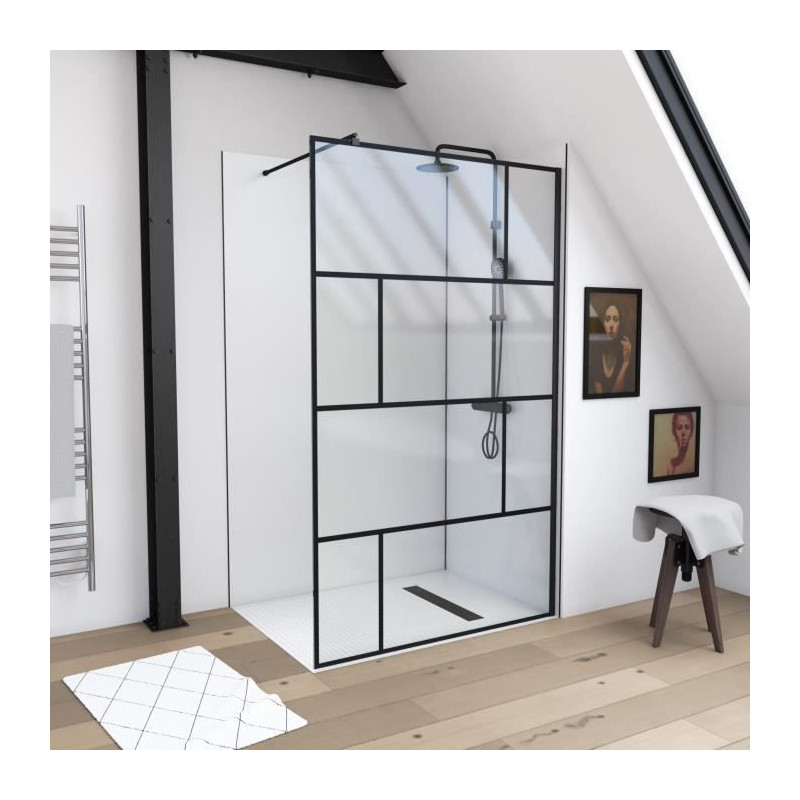 Paroi de douche fixe Bricks 120 x 195 cm AURLANE
