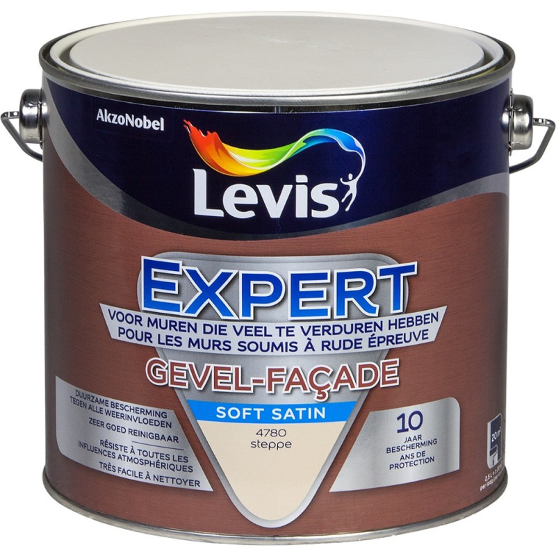 Peinture Façade Blanche Satinée 2,5L – Aspect Parfait | LEVIS