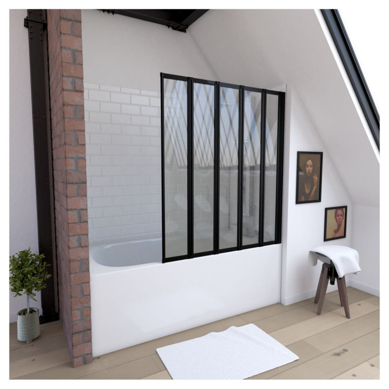 Paroi de bain à 5 volets 143 x 125 cm AURLANE Paroi de bain à 5 volets 143 x 125 cm AURLANE