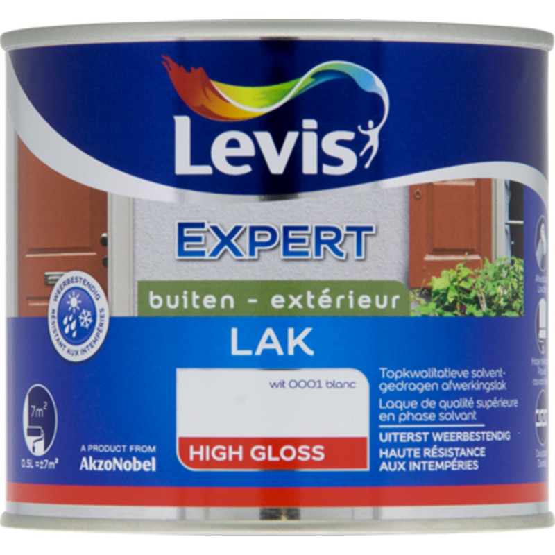 Laque Expert pour bois extérieur blanche brillante 0,5 L LEVIS