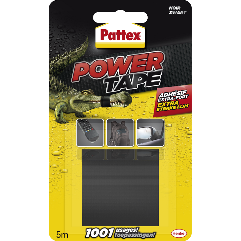 Adhésif de réparation Power Tape noir 5 m x 50 mm PATTEX