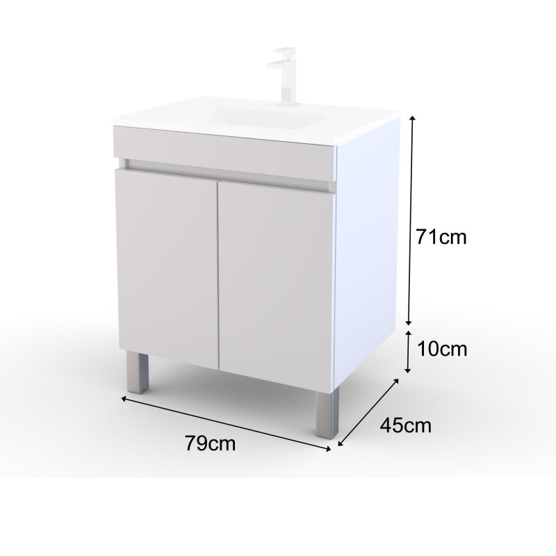 Meuble sous-plan sur pieds Ready blanc 80 x 45 x 81 cm AURLANE