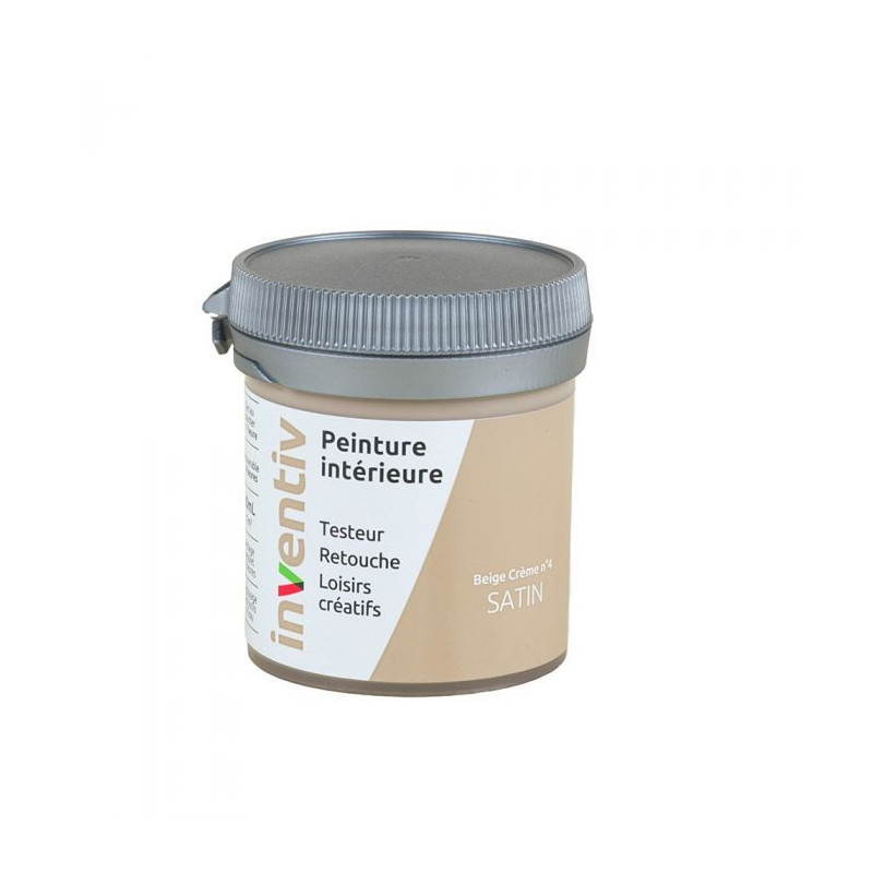 Testeur peinture pour mur boiserie radiateur Beige Crème n°4 satiné 0,08 L INVENTIV