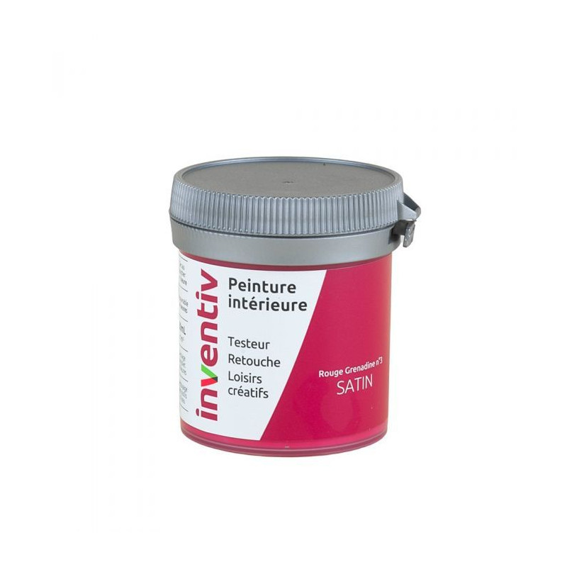 Testeur peinture pour mur boiserie radiateur Rouge Grenadine n°3 satiné 0,08 L INVENTIV