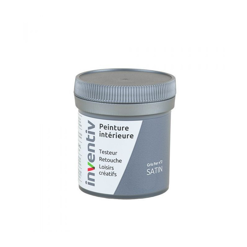 Testeur peinture pour mur boiserie radiateur Gris Fer n°2 satiné 0,08 L INVENTIV