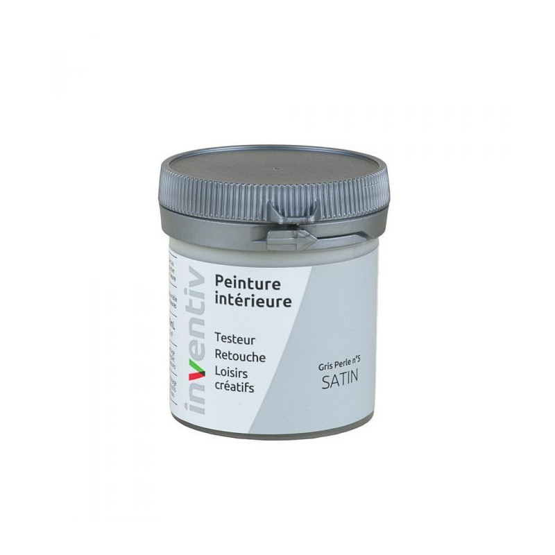 Testeur peinture pour mur boiserie radiateur Gris Perle n°5 satiné 0,08 L INVENTIV