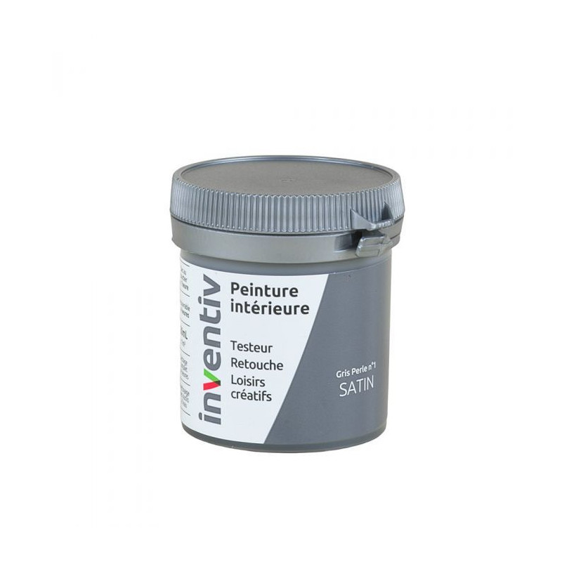 Testeur peinture pour mur boiserie radiateur Gris Perle n°1 satiné 0,08 L INVENTIV