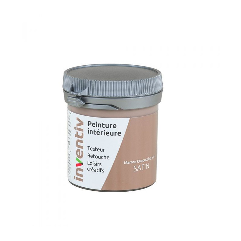 Testeur peinture pour mur boiserie radiateur Marron Cappucino n°4 satiné 0,08 L INVENTIV