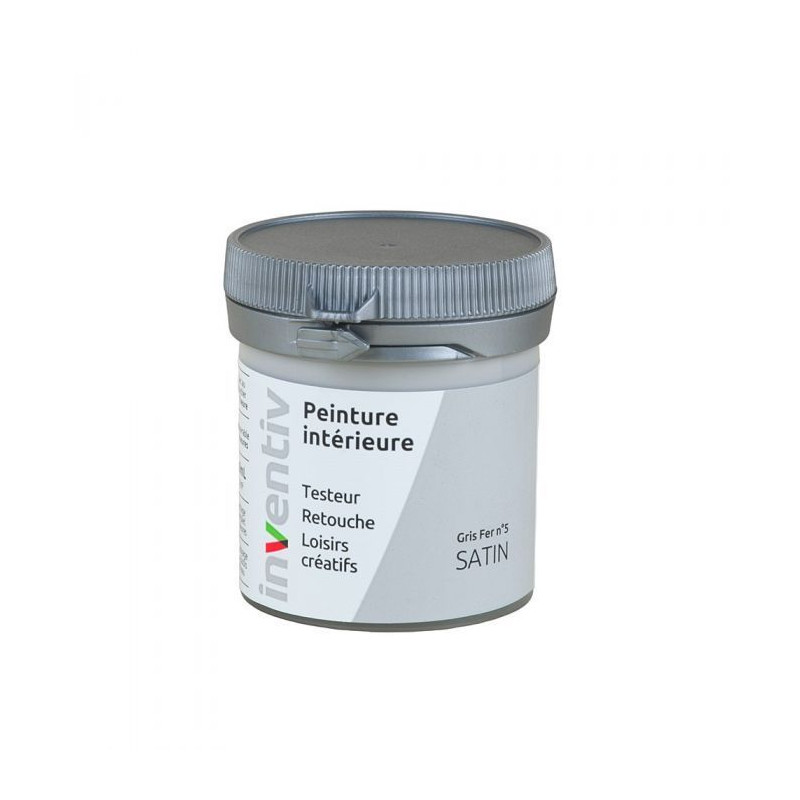 Testeur peinture pour mur boiserie radiateur Gris Fer n°5 satiné 0,08 L INVENTIV