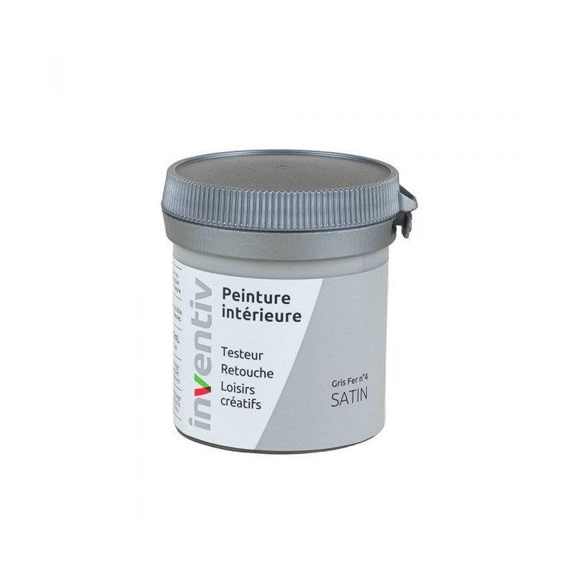 Testeur peinture pour mur boiserie radiateur Gris Fer n°4 satiné 0,08 L INVENTIV