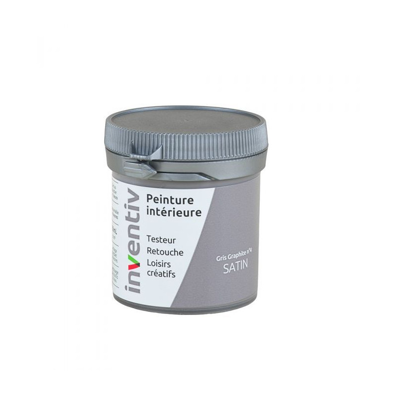 Testeur peinture pour mur boiserie radiateur Gris Graphite n°4 satiné 0,08 L INVENTIV