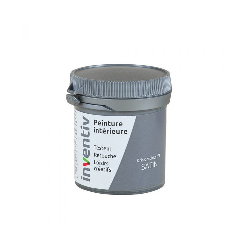 Testeur peinture pour mur boiserie radiateur Gris Graphite n°3 satiné 0,08 L INVENTIV