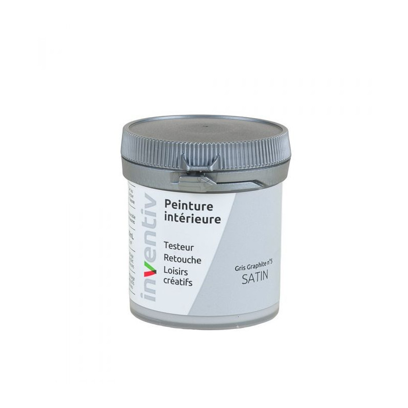 Testeur peinture pour mur boiserie radiateur Gris Graphite n°5 satiné 0,08 L INVENTIV