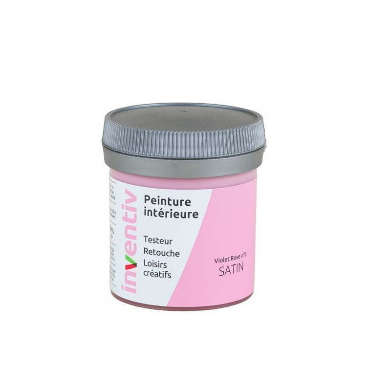 Testeur peinture pour mur boiserie radiateur Violette Rose satiné 0,08 L INVENTIV