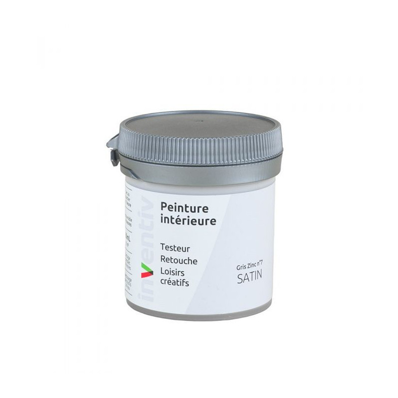 Testeur peinture pour mur boiserie radiateur Zinc n°7 satiné 0,08 L INVENTIV