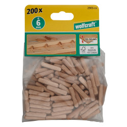 Tourillons de 30 mm en bois de hêtre Ø 6 mm WOLFCRAFT