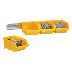 Set de 4 bacs 1 L avec rail métal RAACO