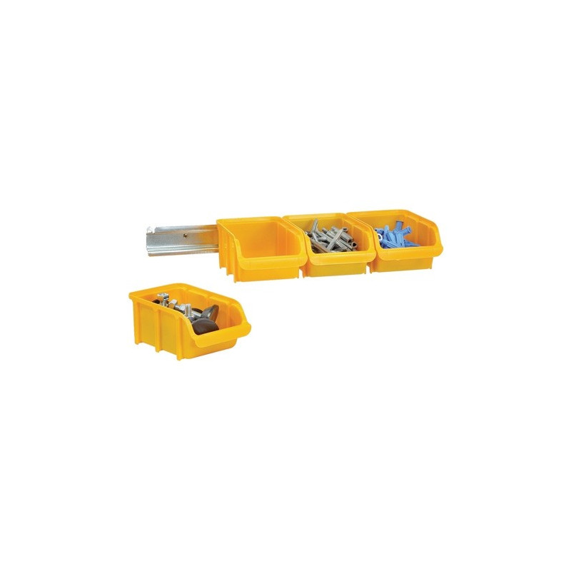 Set de 4 bacs 1 L avec rail métal RAACO