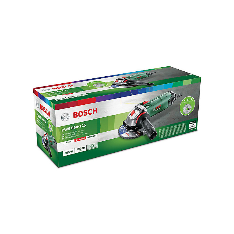 Meuleuse d'angle électrique PWS 850-125 avec disque diamant 850 W BOSCH Meuleuse d'angle électrique PWS 850-125 avec disque diamant 850 W BOSCH