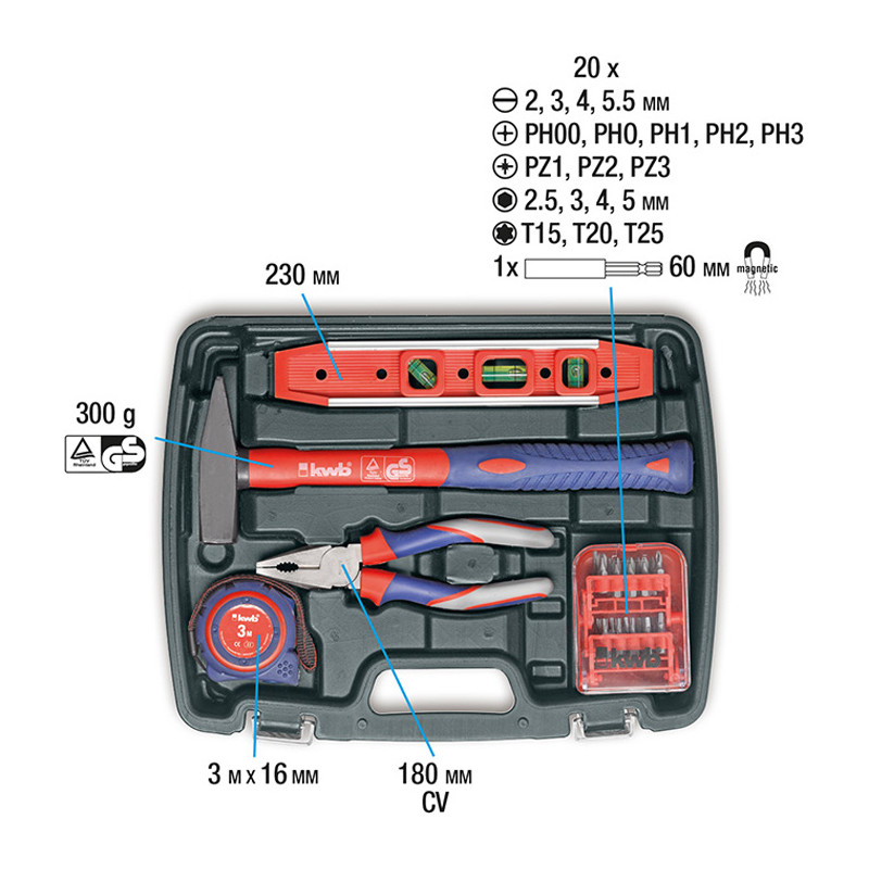 Set d'outils à main 40 pièces KWB Set d'outils à main 40 pièces KWB