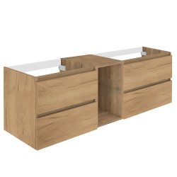 Meuble sous-plan 4 tiroirs 1 niche Lunik chêne naturel 150 x 46 x 55 cm ALLIBERT