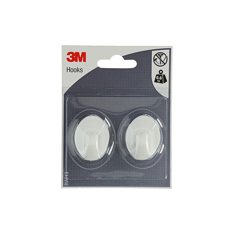 Crochet ovale adhésif moyen blanc 3M – tenue forte Crochet ovale adhésif moyen blanc 3M – tenue forte