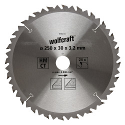 Lame de scie circulaire CT Ø 250 x 30 x 3,2 mm 24 dents WOLCRAFT