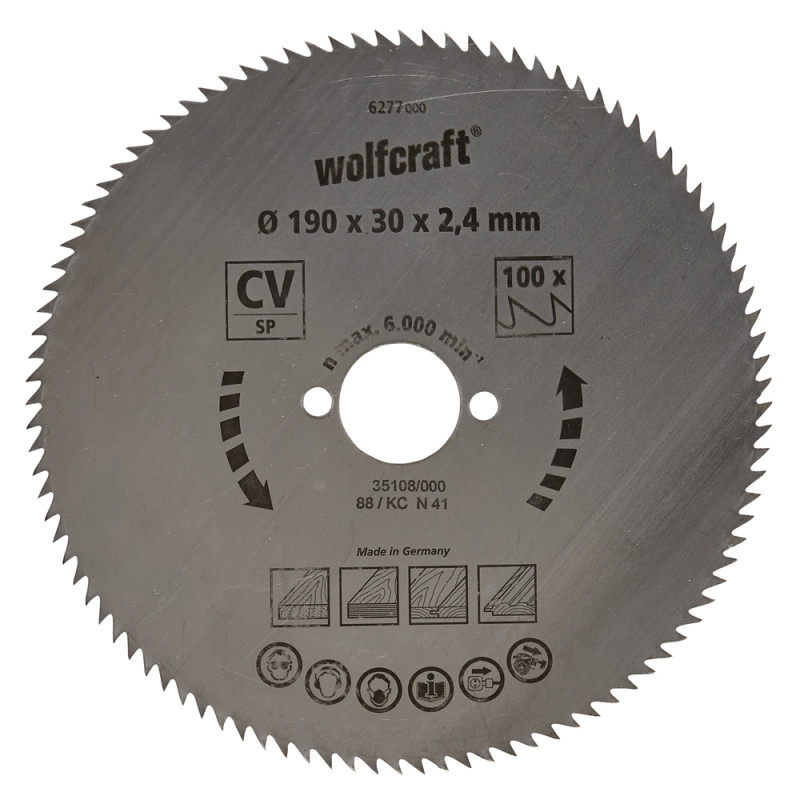 Lame de scie circulaire CV Ø 190 x 30 x 2,4 mm 100 dents WOLCRAFT