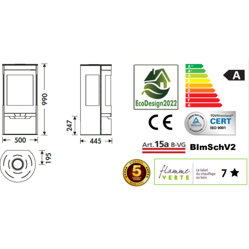 Poêle à bois Suerte EcoDesign 8 kW PANADERO Poêle à bois Suerte EcoDesign 8 kW PANADERO