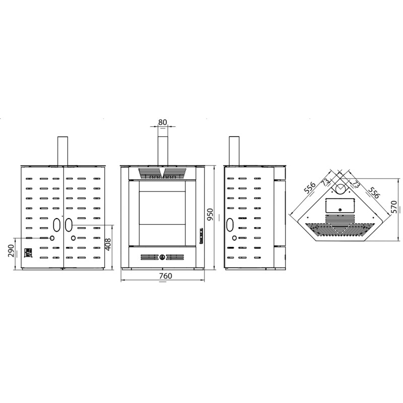 Poêle à pellets d'angle Isotta 94 9,84 kW QLIMA